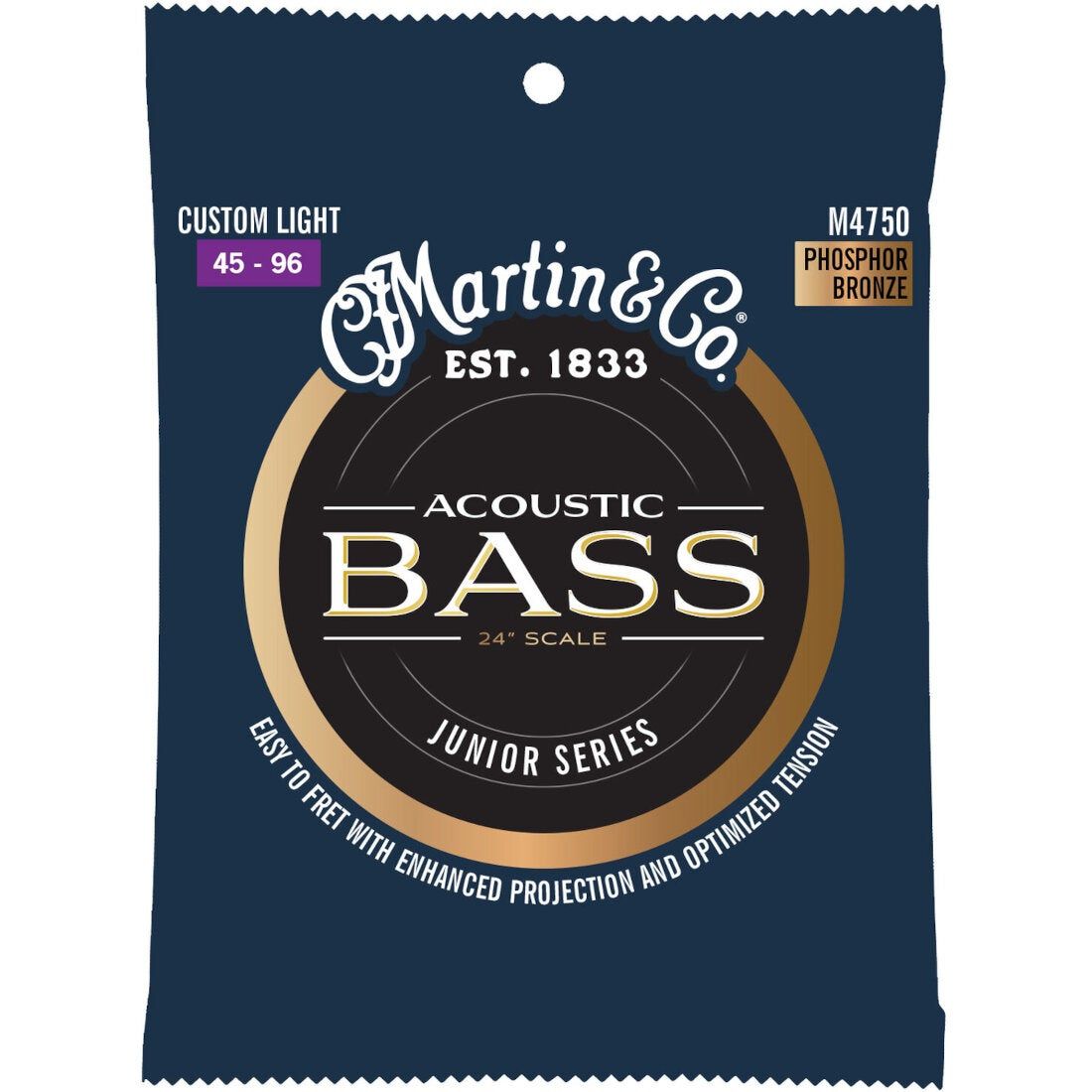 Martin Strings M4750 Acoustic Bass Junior Series Phosphor Bronze Custom Light Strings