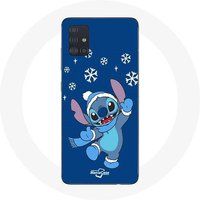 Maniacase Hoesje voor Samsung Galaxy A71 Stitch sneeuw kerst blauw