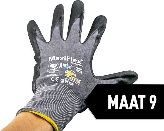 ATG Glove Solutions Maxiflex allround montage werkhandschoenen ultimate ad-apt 42-874 - nitril foam-coating - maat L/9 set Ã 12 paar
