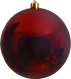 Decoris Kerstbal - donkerrood - groot - 25 cm - kunststof - glans
