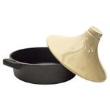 COOK CONCEPT - KC25801 – Tajine inductie, gegoten aluminium, rond, glaskeramiek, antiaanbaklaag, zwart/beige