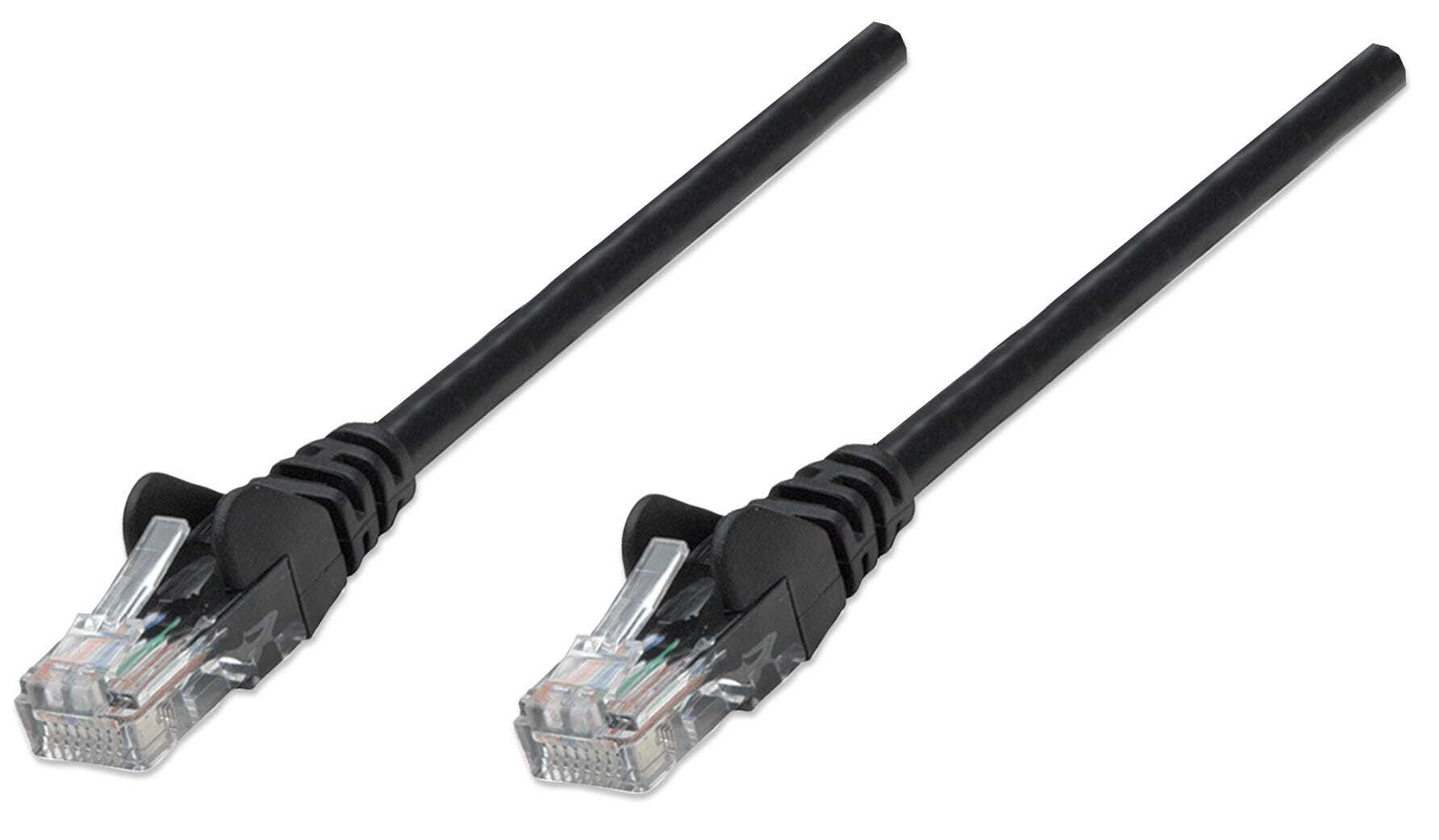 Intellinet Network Patch Cable, Cat6, 15m, Black, CCA (Copper Clad Aluminium), U/UTP (cable unshielded/twisted pair unshielded), PVC, RJ45 Male to RJ45 Male, Gold Plated Contacts, Snagless, Booted