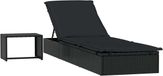 vidaXL Ligbed met tafel poly rattan zwart