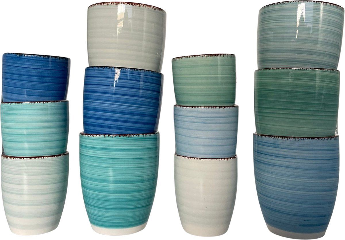 Kade171 Koffiekopjes - Ocean blue - set van 12 - 160ML en 340ML