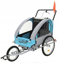 Viking Choice Fietskar kind - Kinderwagen - 2-in-1 - blauw-grijs - 2-zits