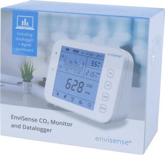 EnviSense CO2 Monitor - Luchtkwaliteitsmeter + Datalogger - Wit