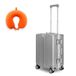 WINLIFE Reiskoffer maat M met ABS-aluminium frame + oranje nekkussen en TSA-cijferslot 53 cm | Handbagage kleur zilver