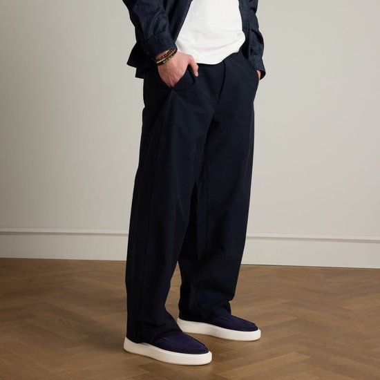 Manfield Heren Donkerblauwe Suède Loafers Maat 45