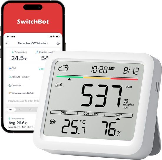 SwitchBot Meter Pro - Slimme omgevingsmeter - Inclusief CO2