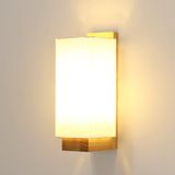 Comely Wandlamp Binnen Hout, Wandlamp met Stoffen Lampenkap E27, Wandverlichting voor Slaapkamer, Gang, Trap, Woonkamer, Rechthoek, Zonder Lamp