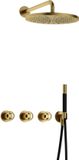 Hotbath Cobber - CW7067 - Inbouw Regendoucheset - Geborsteld Messing PVD - 2 Stopkranen - Thermostatisch - Wandarm 40 cm - Hoofddouche 300 mm - Ronde Handdouche - met M106 - Waterbesparend