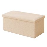 Merkloos Relaxdays Zitbank met opbergruimte - 38x76x38 cm - opvouwbaar - beige