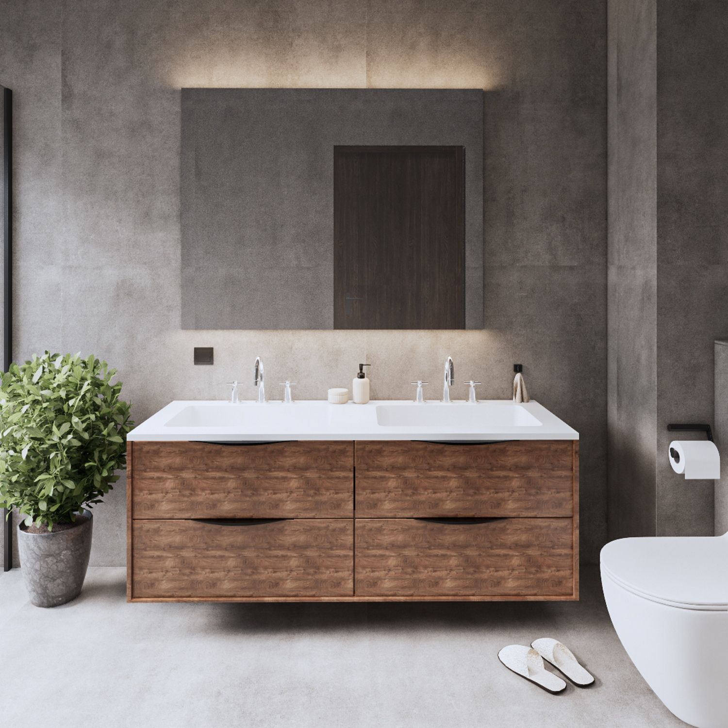 Gliss Design Onderkast Eleganz Hera Zwart 120 cm 2 Lades Oak Cognac - 8720701004849