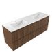 Saniclass meuble de salle de bain - 160x45x62cm - lavabo en céramique Vygo blanc - 2 lavabos - 2 trous de robinet - 4 tiroirs - noyer mat pur