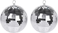 Bellatio Decorations Grote discobal kerstbal - 4x - zilver - 15 cm - glas/foam - spiegelbollen - kerstversiering