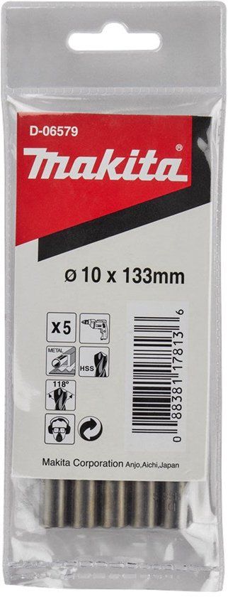 Makita Metaalboor 10x133mm (5 stuks) HSS