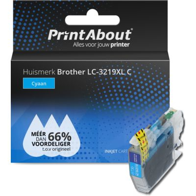 PrintAbout Huismerk Brother LC-3219XL C Inktcartridge Cyaan Hoge capaciteit