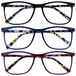 Opulize Arc 3 Stuks Groot Leesbril Zwart Blauw Purper Patroon Mannen Vrouwen RRR66-135 +2,50