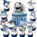 Allecto Plus - Shark thema taartdecoratie: set de 13 pièces pour gâteau d'anniversaire