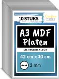Creative Deco 10 x A3 MDF - Plaat Grijs | 420 x 300 x 3 mm