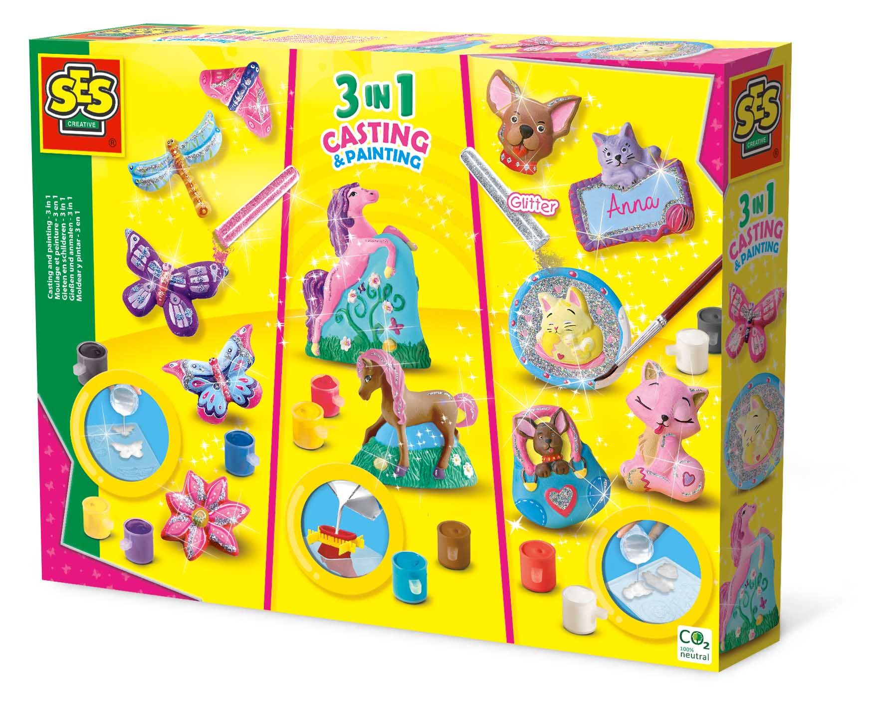 SES Creative Gieten en schilderen - 3 in 1 - Meerkleurig