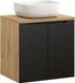 Smile Meuble de salle de bain 60 cm avec plan et lavabo, noir mat, design 3D