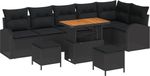 vidaXL Tuinbank Set 9-delig Zwart