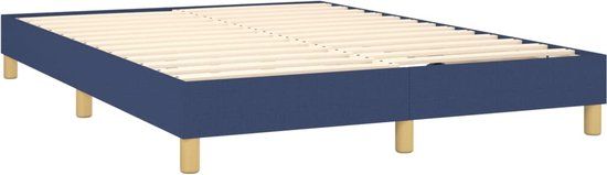 vidaXL Boxspring met matras stof blauw 140x190 cm