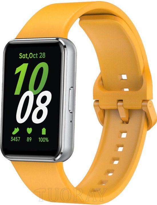 Strap-it Smartwatch bandje voor Samsung Galaxy Fit 3 - Geel - Siliconen