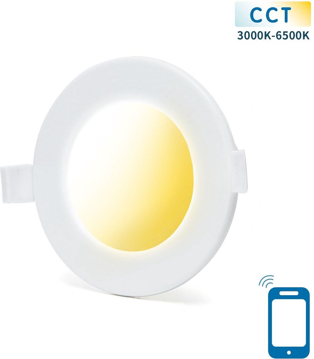 Aigostar Downlight - inbouwspot Ø 11,5cm WiFi CCT 3000K-6500K | warmwit - daglichtwit - LED 6W=45W halogeen