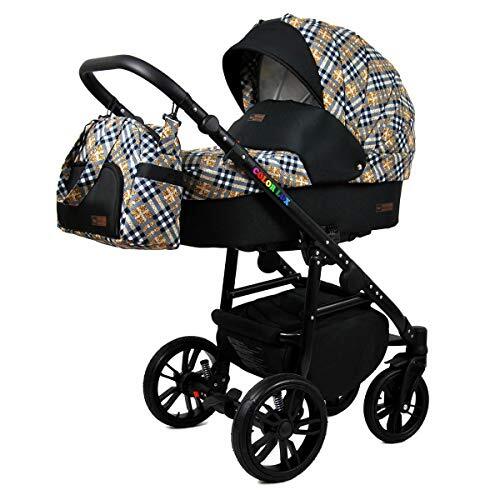 SaintBaby Kinderwagen 3in1 Isofix 2in1 DIN EN 1888 Zwenkte pneumatische banden Fire Black by Gold Grille 2in1 zonder autostoel