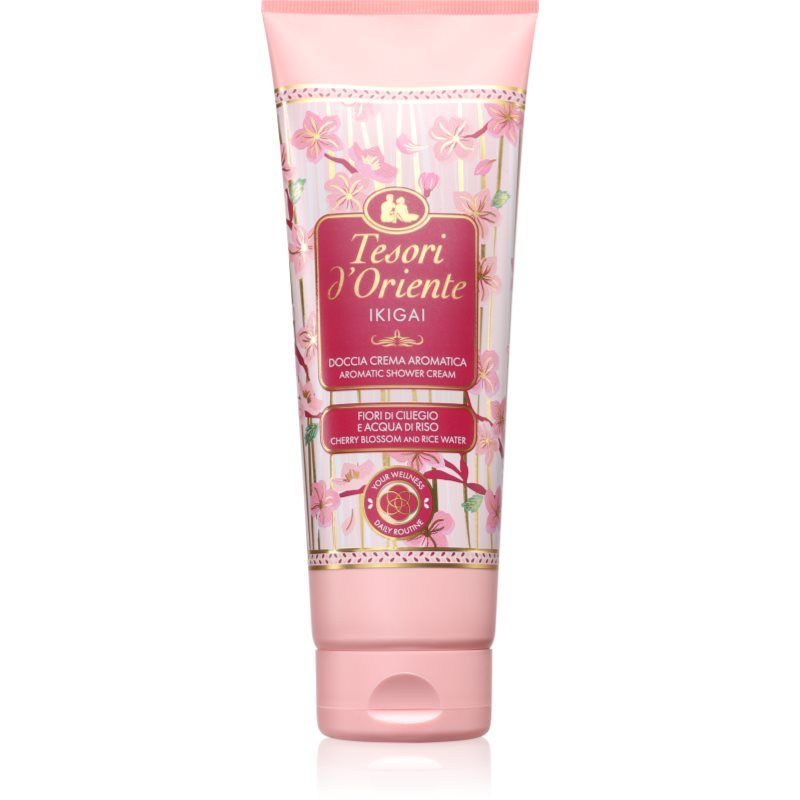 Tesori d'Oriente - Ikigai crèmedouche met bloemige noten, met kersenbloesem en rijstwater, geeft de huid een gevoel van puur welzijn, 250 ml
