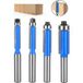 Longziming - 4 Pcs Set Fraise Defonceuse 8mm Tige, Fraise à Copier à Bois, Fraises pour Défonceuses avec Roulement Supérieur, Fraise pour Affleurer, pour Menuiserie Bricolage de Coupe