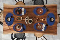 Merkloos Ovale Placemats - Blauw - 6 stuks