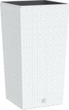 vidaXL Jardinière avec bac amovible aspect rotin 21/49 l pp blanc