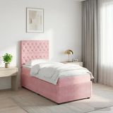 vidaXL LED Boxspringbed met Matras Roze 90 x 190 cm Fluweel