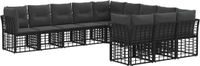 vidaXL - Hoek loungeset - Zwart en donkergrijs - Polyester