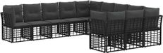 vidaXL - Hoek loungeset - Noir et gris foncé - Polyester