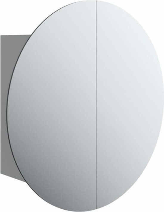 vidaXL Badkamerkast met ronde spiegel en LED 40x40x17,5 cm grijs