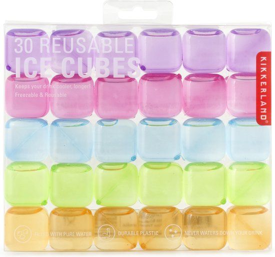 Kooduu Kikkerland Herbruikbare ijsblokjes - Set van 30 - Verschillende kleuren - Kunststof