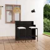Prolenta Maison Exclusive 3-delige tuinset voor bar met kussens zwart