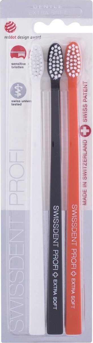 Swissdent Colours Soft-medium Toothbrushes (black, Orange, White) 3 Pcs