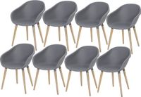 AVH-Collectie Set van 8 Swan dining kuipstoel grijs kunststof