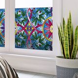 Ambiance Sticker Vitrage - Glas-in-lood met ranken en bloemen - Stickers voor ramen en douchedeuren - 40x100cm