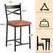 Tabourets de bar, set de 2 - Sièges de commande - Hauteur d'assise 66 cm - Avec dossier - Rembourrage épais - Assise rembourrée - Cadre en métal - Marron