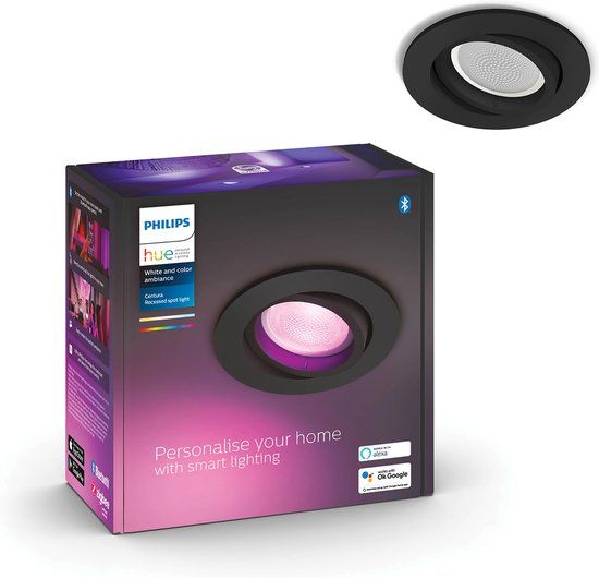 Philips Hue Centura Inbouwspot - Zwart - Rond - GU10 - 1-Spot - RGBW