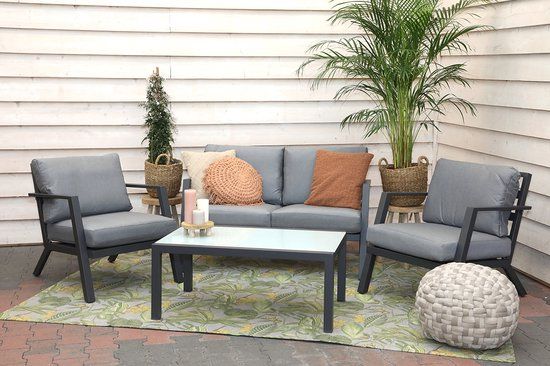Lesli Living Loungeset Marah - 4-delig - Lichtgrijs - Aluminium - 2 jaar garantie