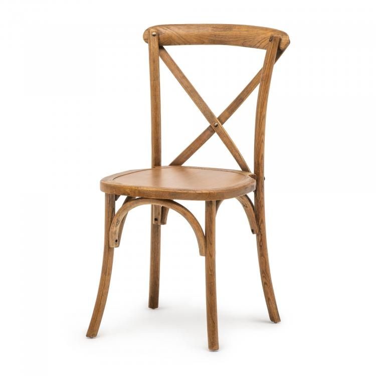 Stapelstoel Crossback - Iepenhout - Antiek - 4 stuks