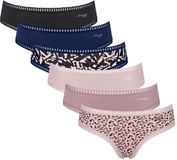 Sloggi GO Crush Hipster C6P Set van 6 Dames Blauw/Zwart/Roze Panterprint Katoen/Elastaan Maat S