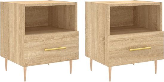 vidaXL Nachtkastjes - 2 stuks - 40x35x47,5 cm - Bewerkt hout - Sonoma eikenkleur